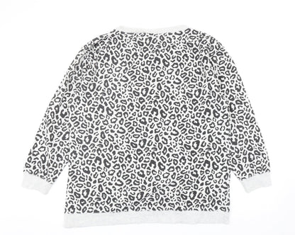 (th Avenue Womens Grey Animal Print Cotton Pullover Sweatshirt Size L Pullover - Leopard Print