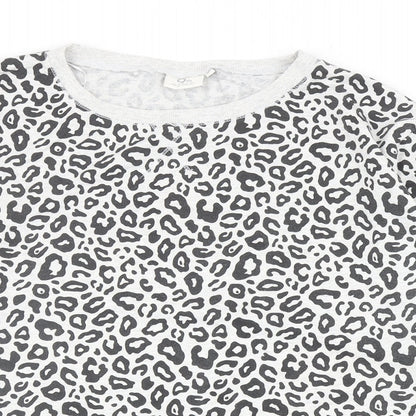(th Avenue Womens Grey Animal Print Cotton Pullover Sweatshirt Size L Pullover - Leopard Print