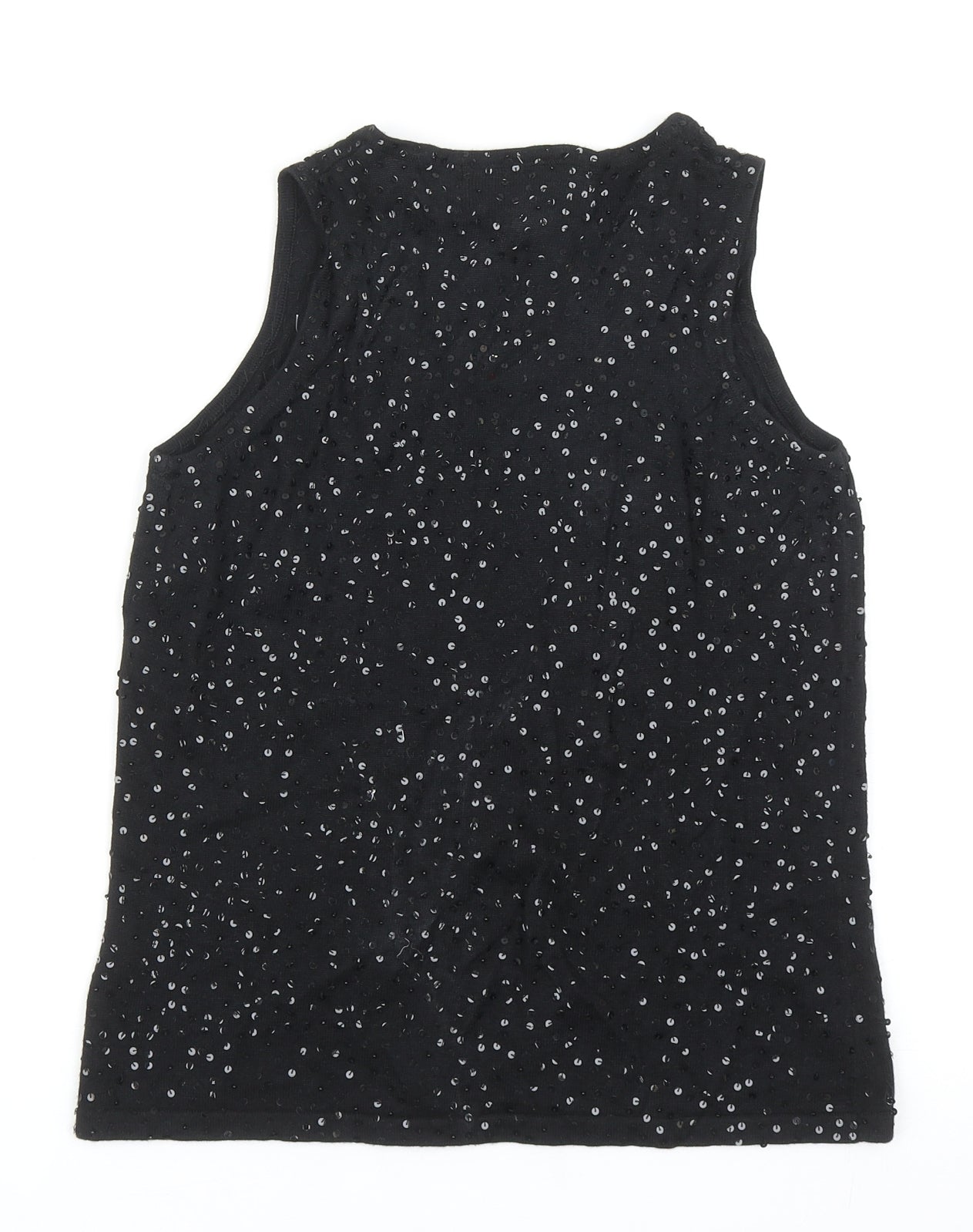 Double D Ranch Womens Black V-Neck Linen Vest Jumper Size XS