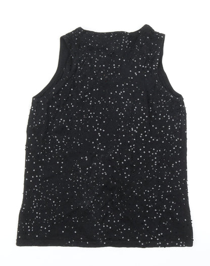Double D Ranch Womens Black V-Neck Linen Vest Jumper Size XS