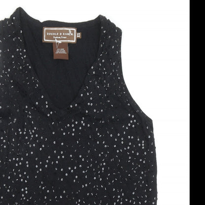 Double D Ranch Womens Black V-Neck Linen Vest Jumper Size XS