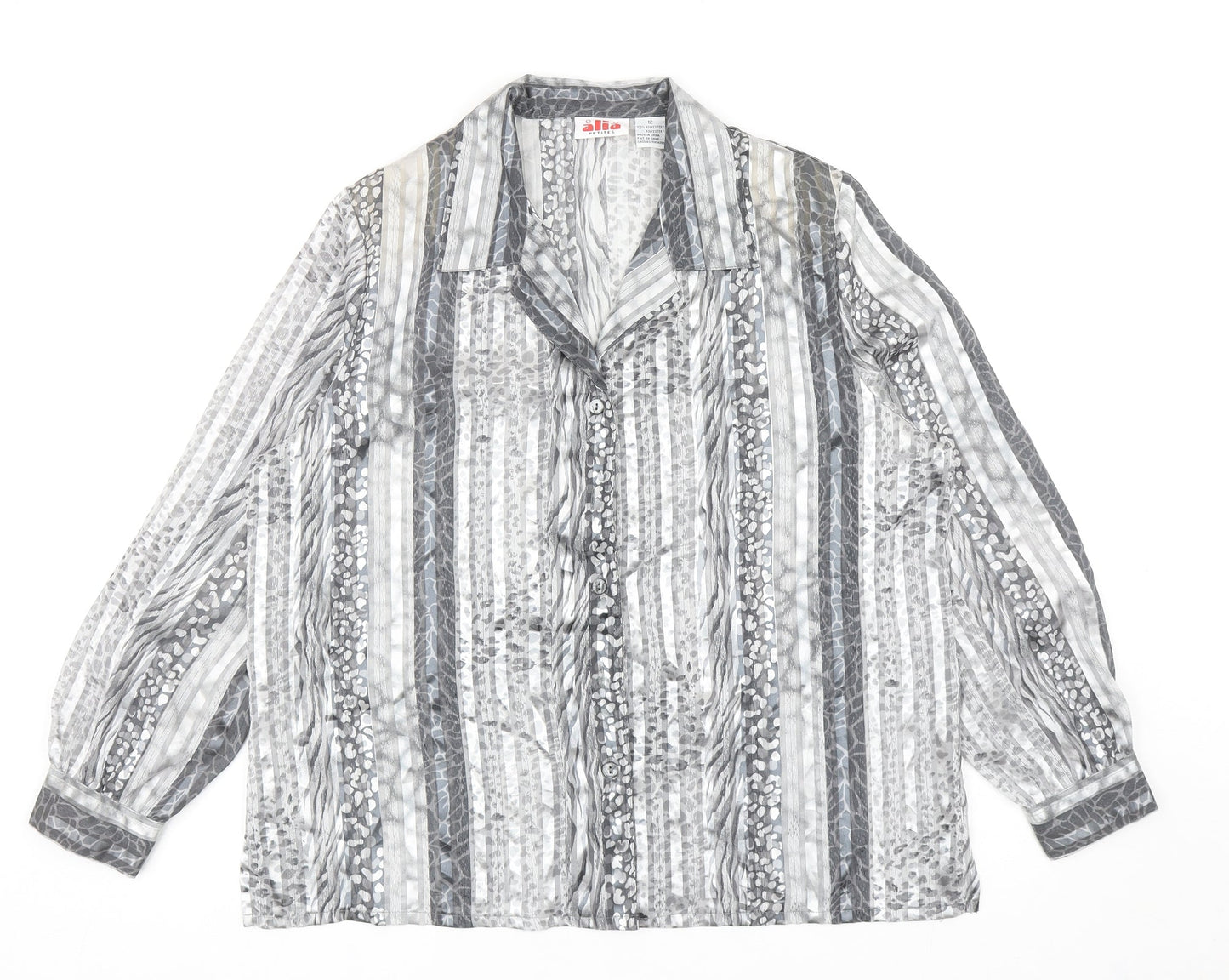 Womens UK Size 12 Alia Silver Basic Button-Up
