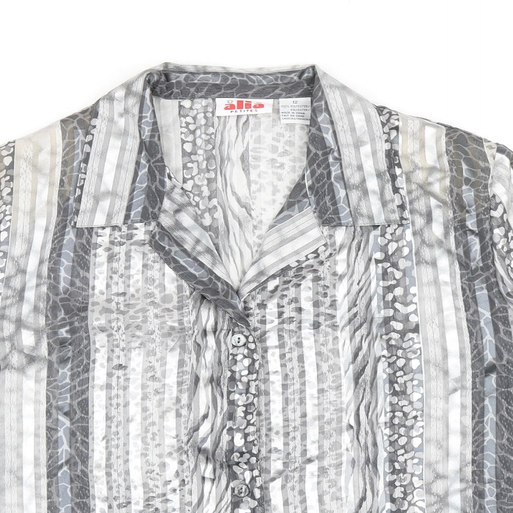 Womens UK Size 12 Alia Silver Basic Button-Up