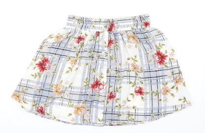 OHS Clothing Womens Multicoloured Plaid Polyester Skater Skirt Size S - Floral Print