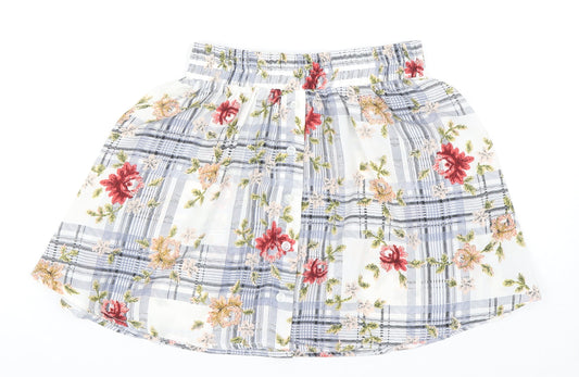 OHS Clothing Womens Multicoloured Plaid Polyester Skater Skirt Size S - Floral Print