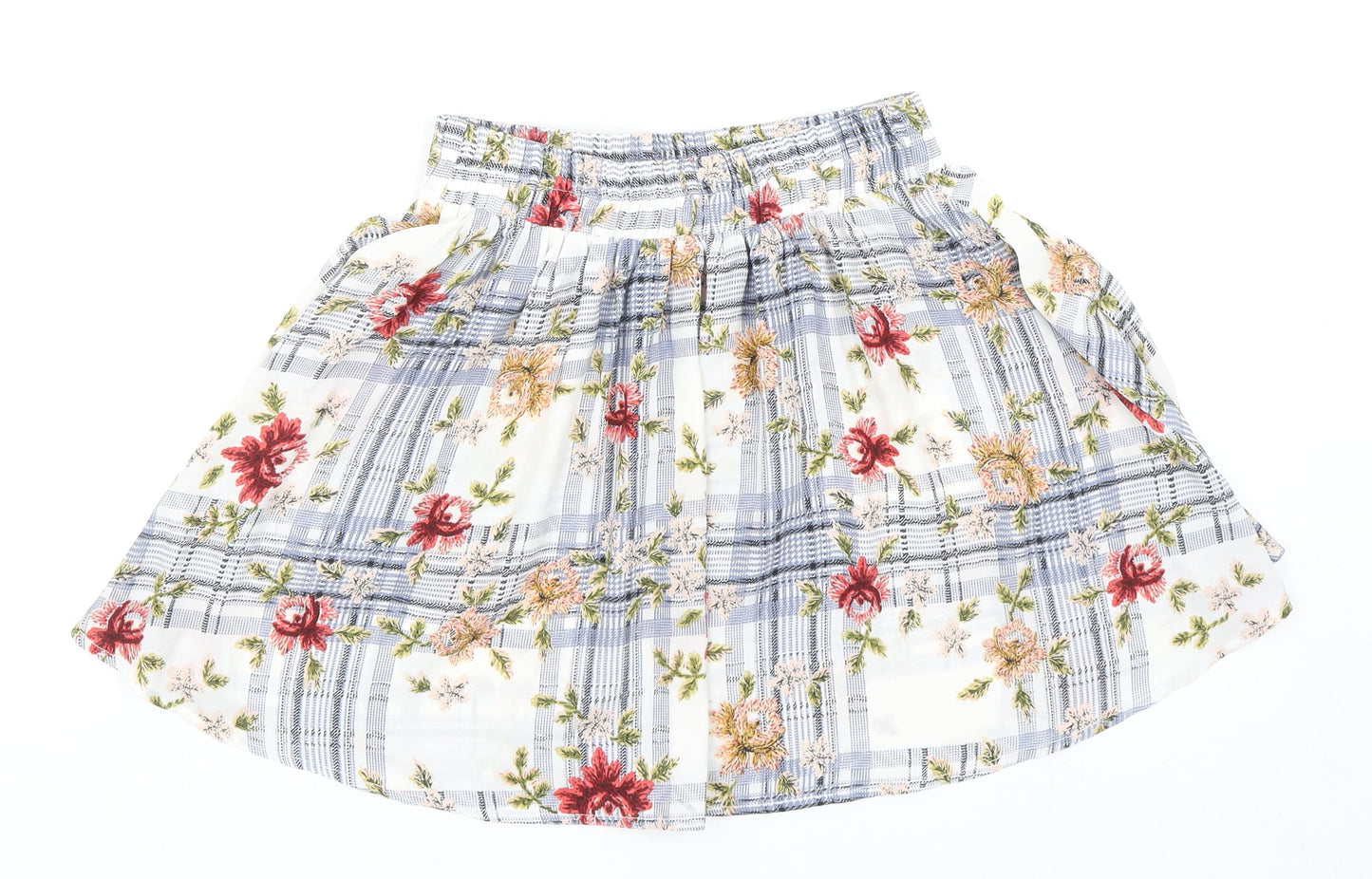 OHS Clothing Womens Multicoloured Plaid Polyester Skater Skirt Size S - Floral Print
