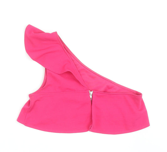 Womens UK Size 6 Diffuse Pink Cropped Blouse