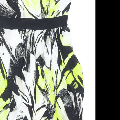 et Vous Womens Multicoloured Geometric Polyester Pencil Dress Size 12 Scoop Neck Button