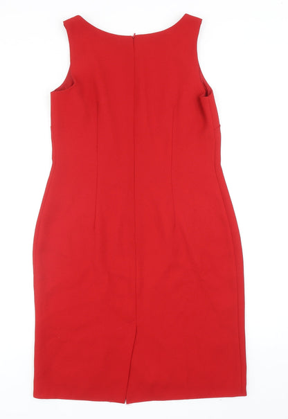 The Collection Womens Red Polyester Pencil Dress Size 12 Boat Neck Zip