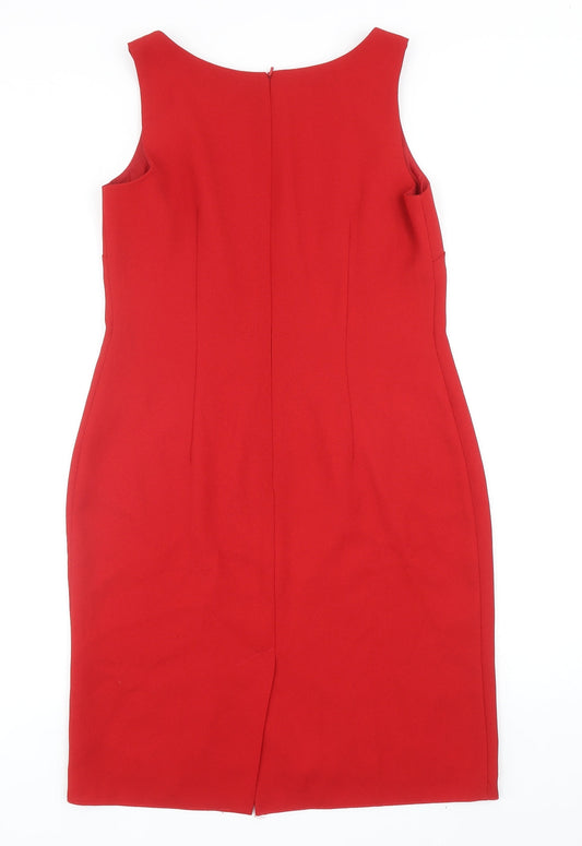 The Collection Womens Red Polyester Pencil Dress Size 12 Boat Neck Zip
