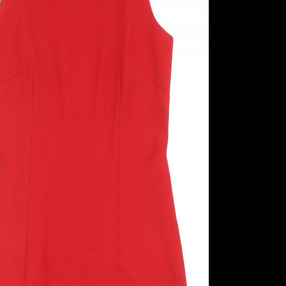 The Collection Womens Red Polyester Pencil Dress Size 12 Boat Neck Zip