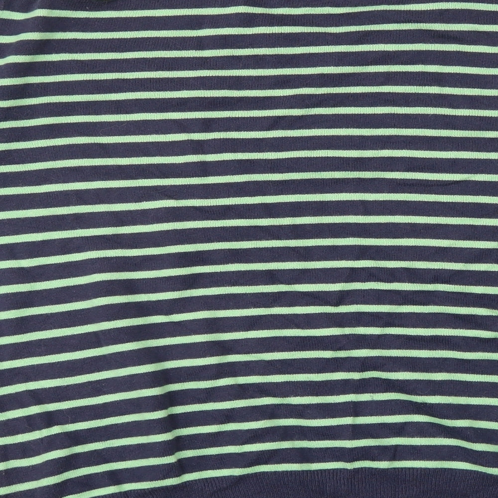 Gap Mens Blue V-Neck Striped Cotton Pullover Jumper Size M