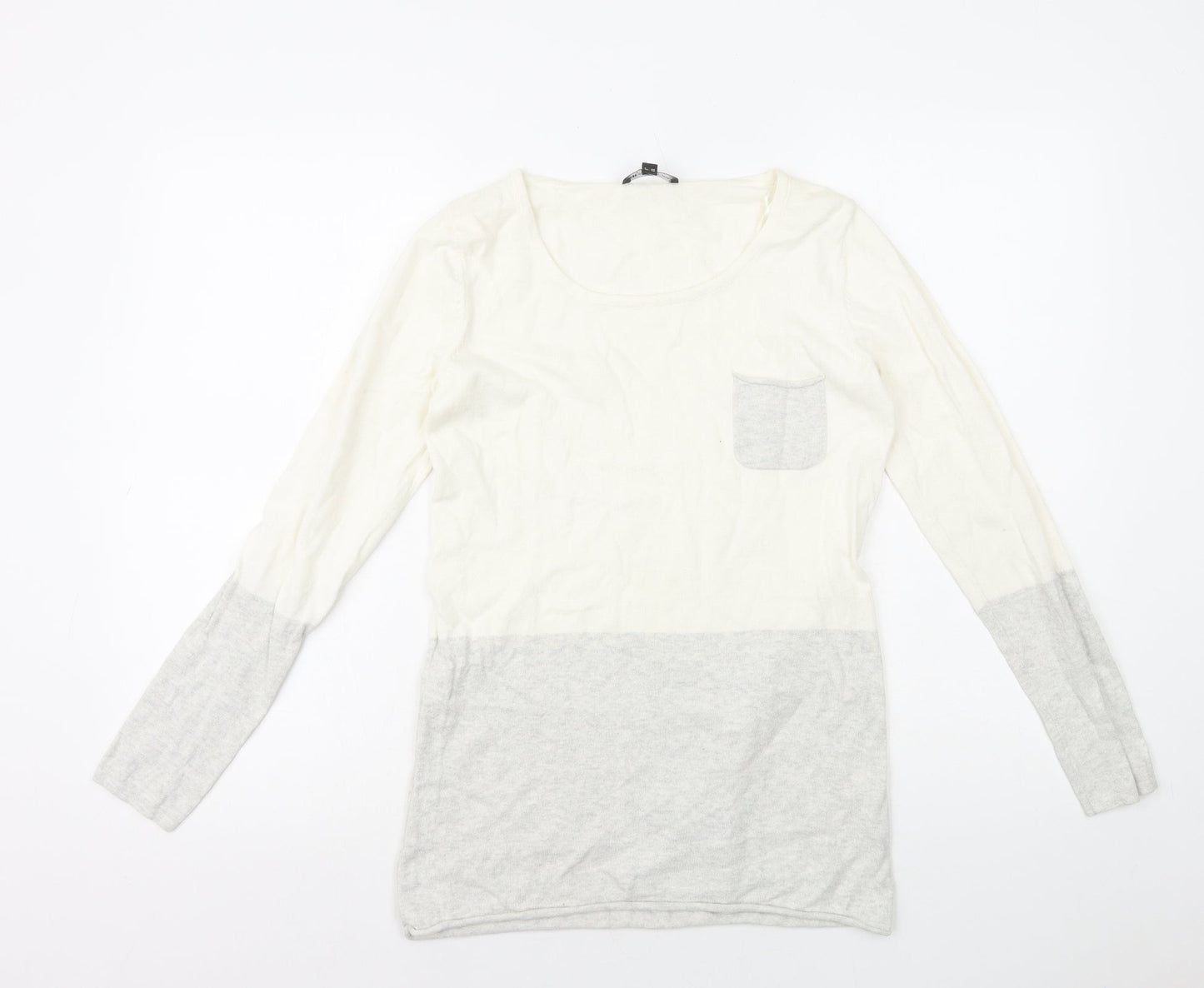Womens UK Size XS MARBLE Ivory Basic T-Shirt