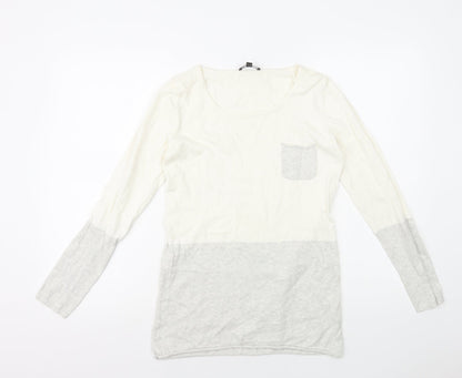 Womens UK Size XS MARBLE Ivory Basic T-Shirt
