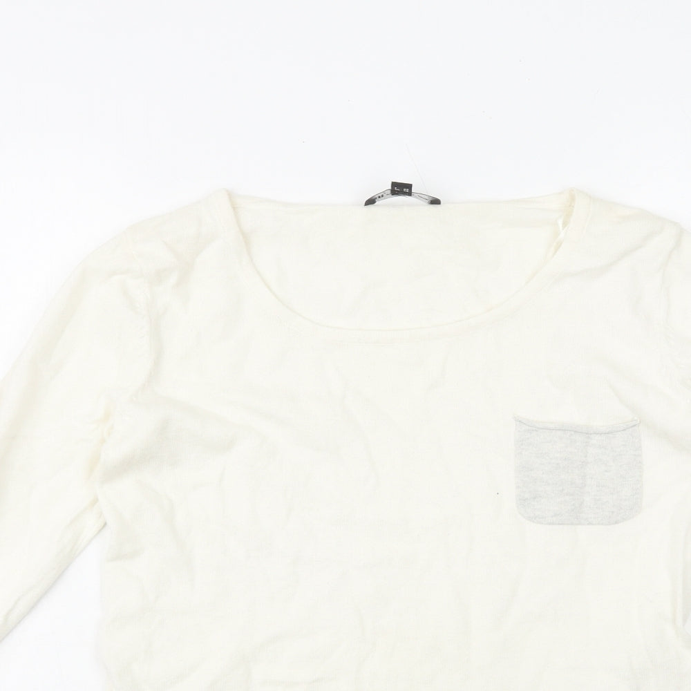 Womens UK Size XS MARBLE Ivory Basic T-Shirt
