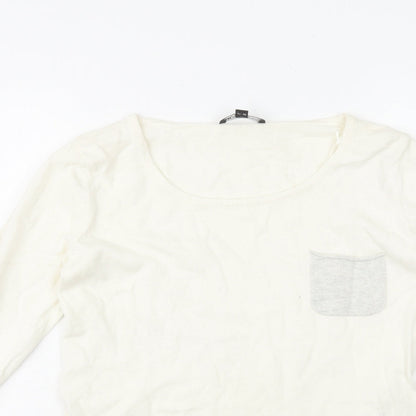 Womens UK Size XS MARBLE Ivory Basic T-Shirt