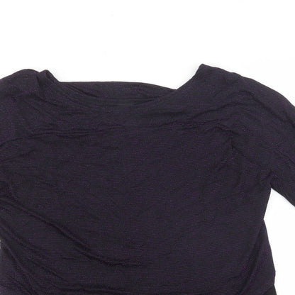 Simon Jefferey Womens Black Nylon Basic T-Shirt Size 10 Round Neck