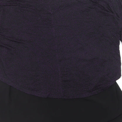 Simon Jefferey Womens Black Nylon Basic T-Shirt Size 10 Round Neck