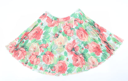 Preworn Womens Multicoloured Floral Polyester Pleated Skirt Size 10
