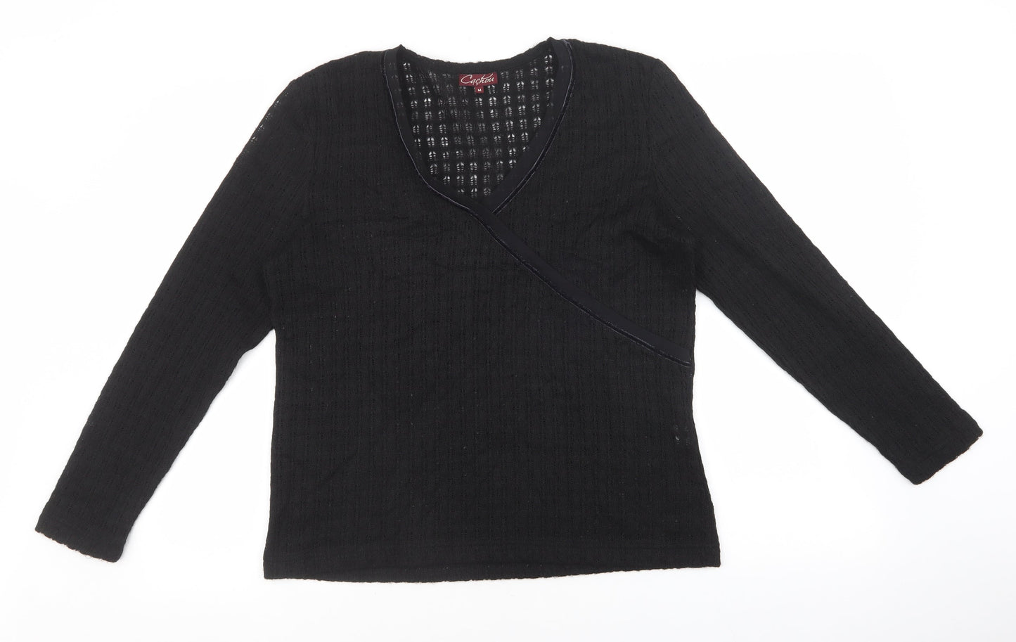 Cachon Womens Black Polyacrylate Fibre Basic T-Shirt Size M V-Neck