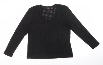 Cachon Womens Black Polyacrylate Fibre Basic T-Shirt Size M V-Neck