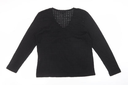 Cachon Womens Black Polyacrylate Fibre Basic T-Shirt Size M V-Neck