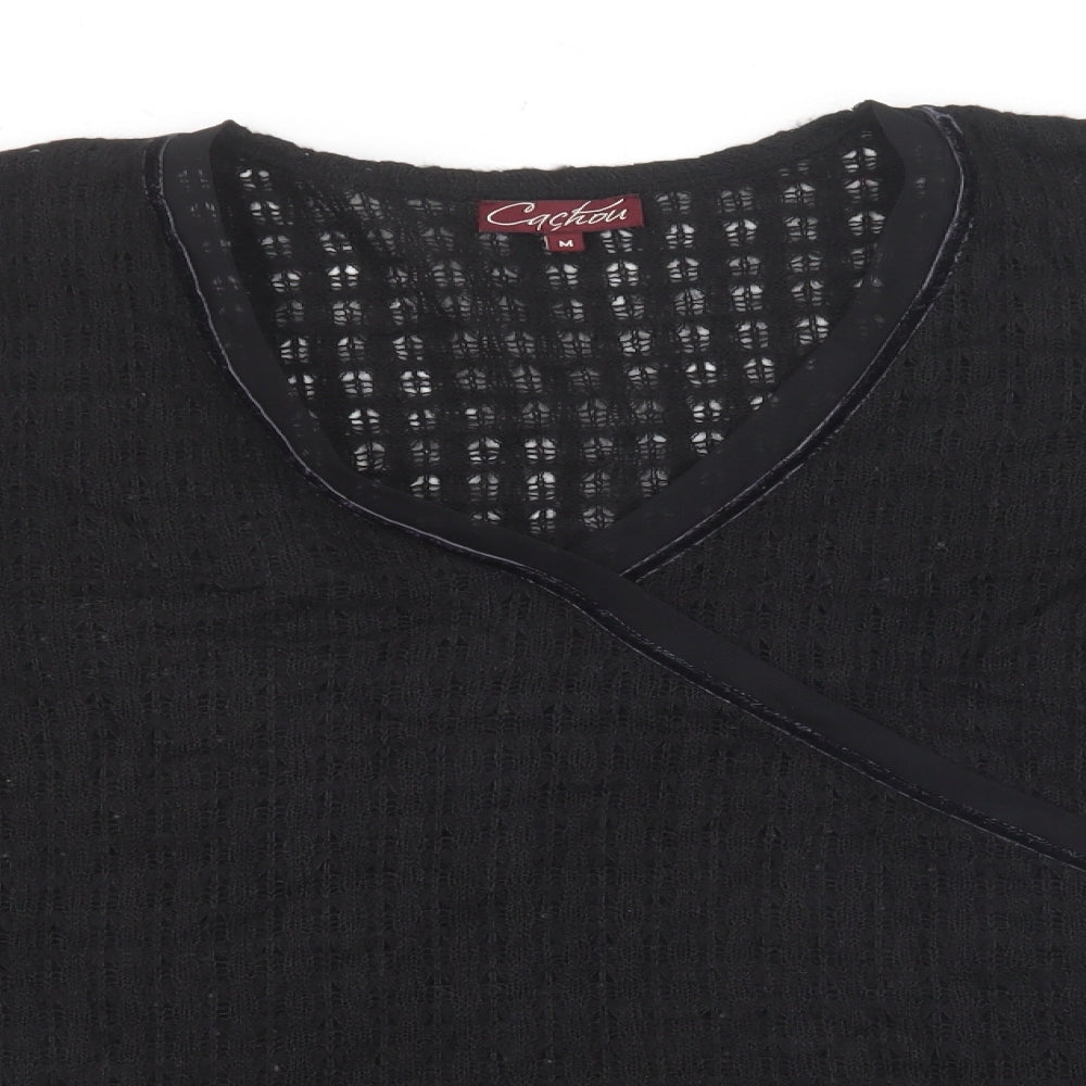 Cachon Womens Black Polyacrylate Fibre Basic T-Shirt Size M V-Neck
