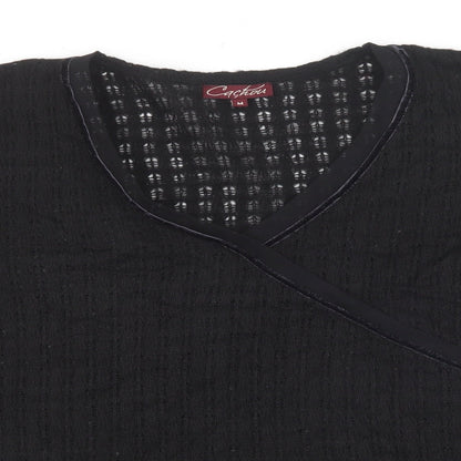 Cachon Womens Black Polyacrylate Fibre Basic T-Shirt Size M V-Neck