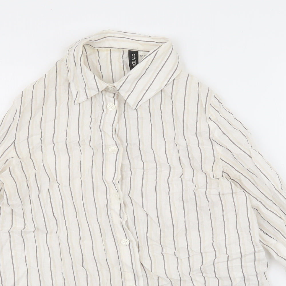 Womens UK Size 2XS Divided Ivory Basic Button-Up