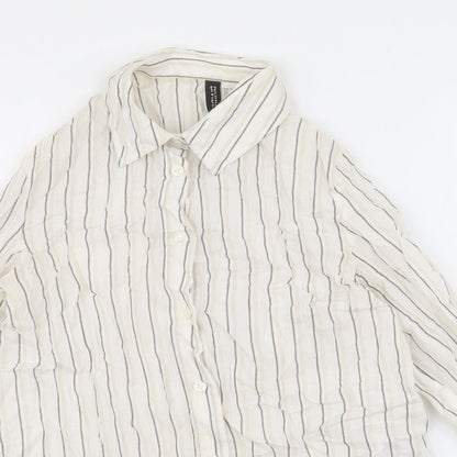 Womens UK Size 2XS Divided Ivory Basic Button-Up