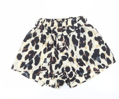 SheIn Womens Beige Argyle/Diamond Cotton Culotte Shorts Size S L3 in Extra-Slim Tie - Leopard print