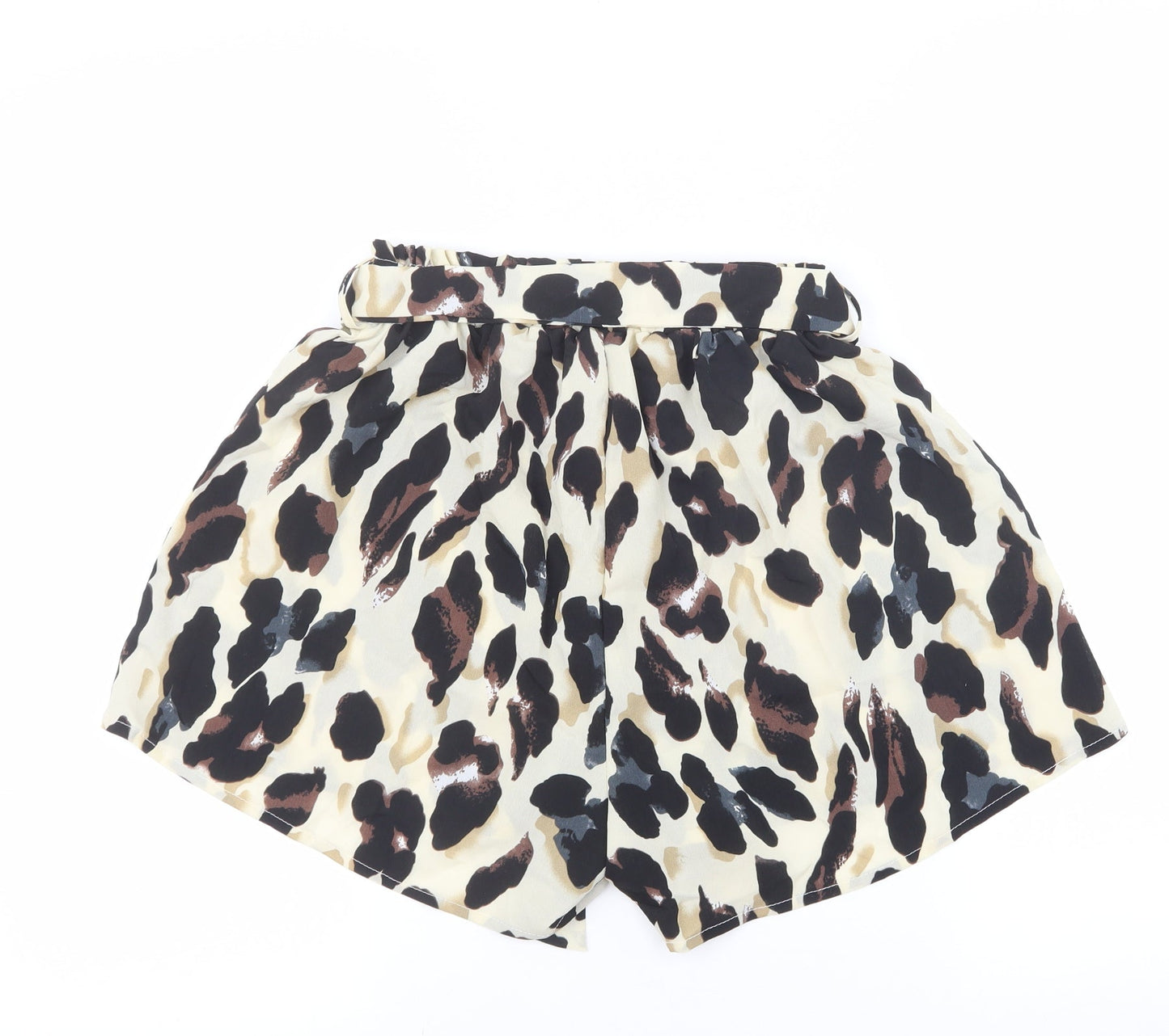 SheIn Womens Beige Argyle/Diamond Cotton Culotte Shorts Size S L3 in Extra-Slim Tie - Leopard print