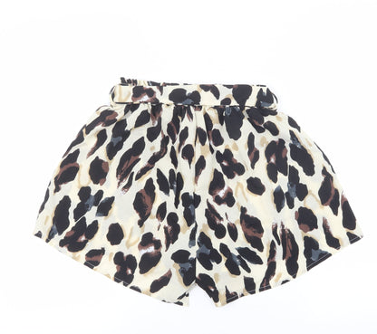 SheIn Womens Beige Argyle/Diamond Cotton Culotte Shorts Size S L3 in Extra-Slim Tie - Leopard print