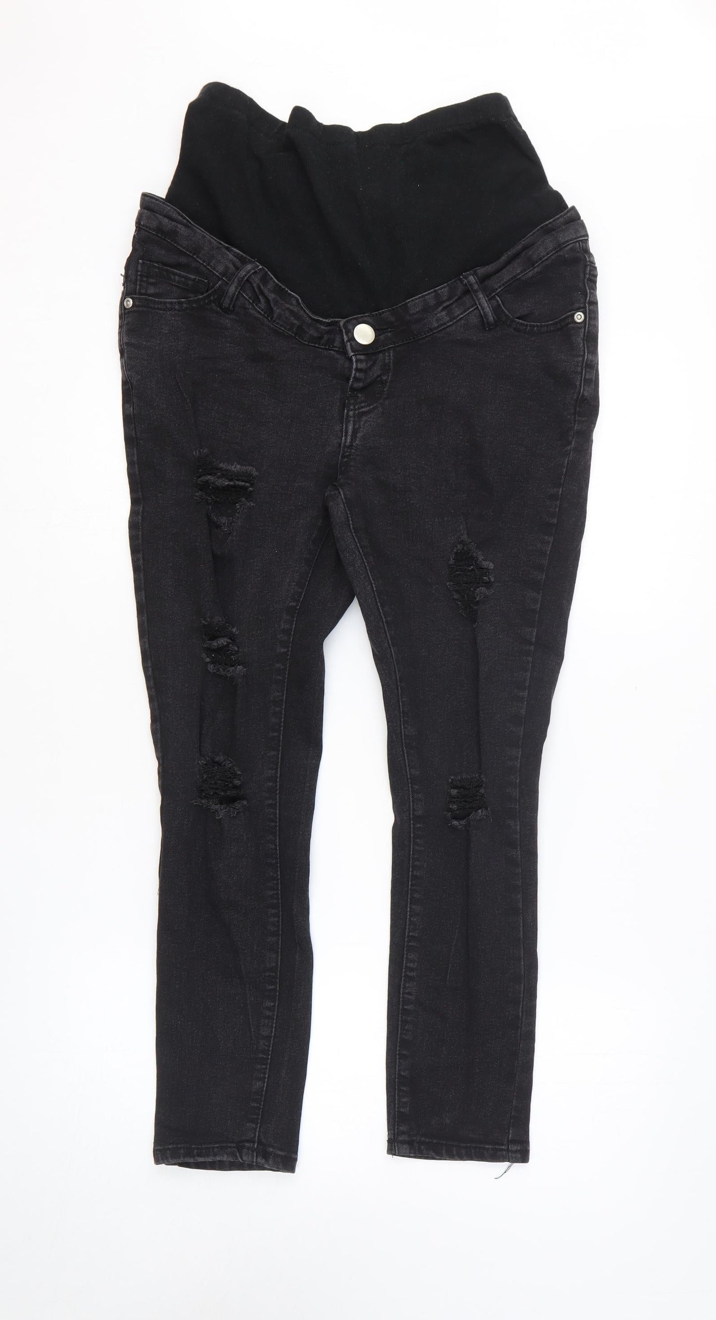 Boohoo Womens Black Cotton Skinny Jeans Size 10 L25 in Regular Button