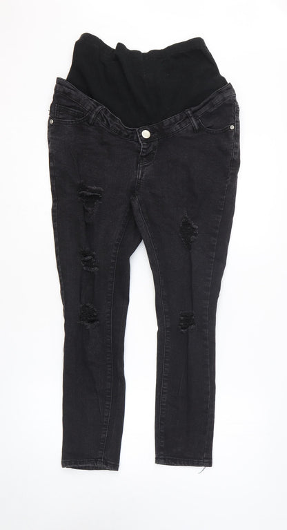 Boohoo Womens Black Cotton Skinny Jeans Size 10 L25 in Regular Button