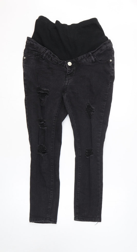 Boohoo Womens Black Cotton Skinny Jeans Size 10 L25 in Regular Button