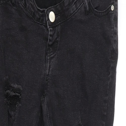 Boohoo Womens Black Cotton Skinny Jeans Size 10 L25 in Regular Button