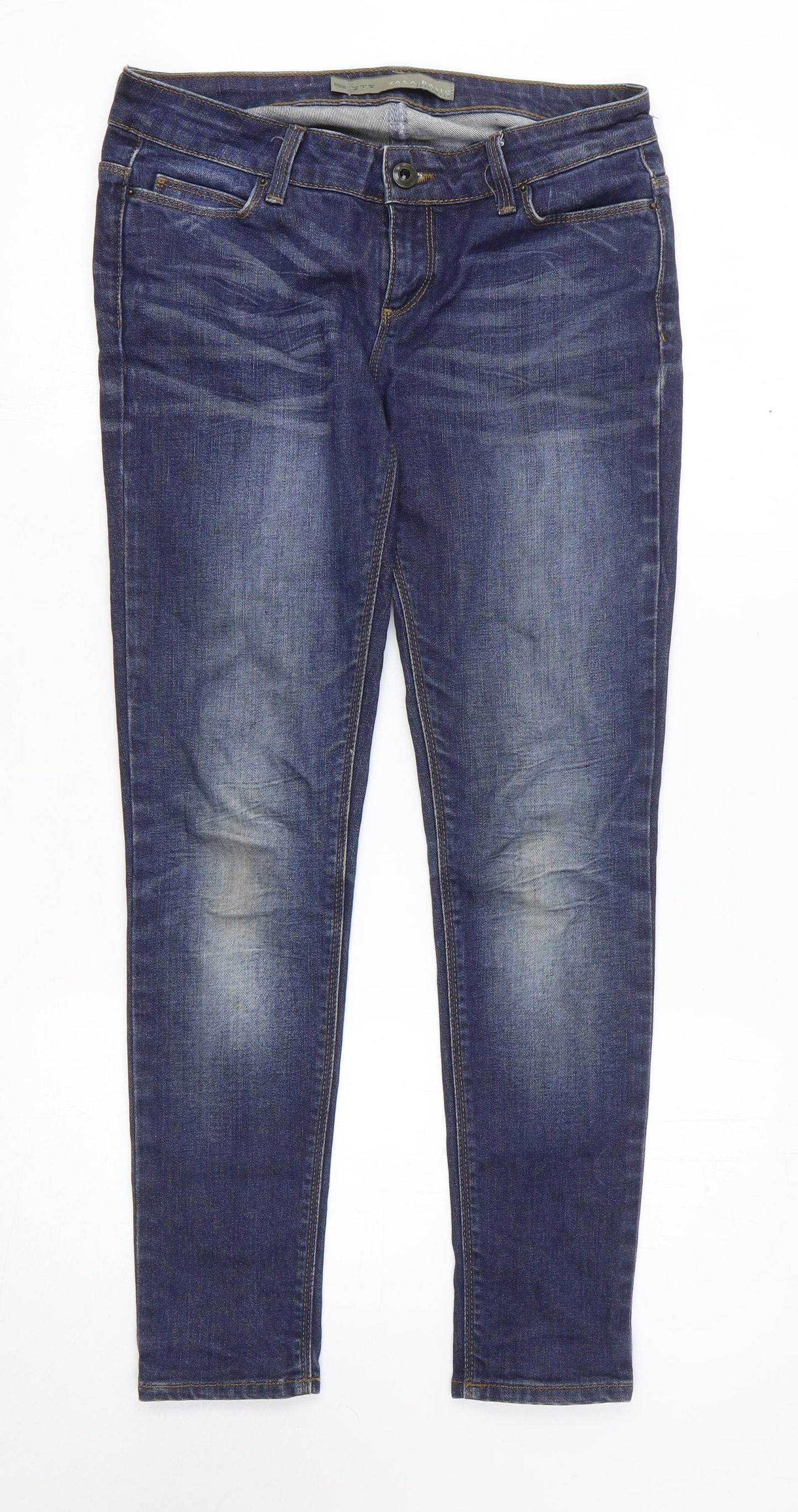 Zara Womens Blue Cotton Skinny Jeans Size 6 L27 in Regular Zip