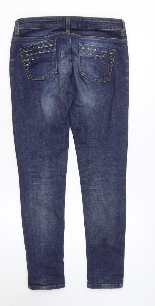 Zara Womens Blue Cotton Skinny Jeans Size 6 L27 in Regular Zip