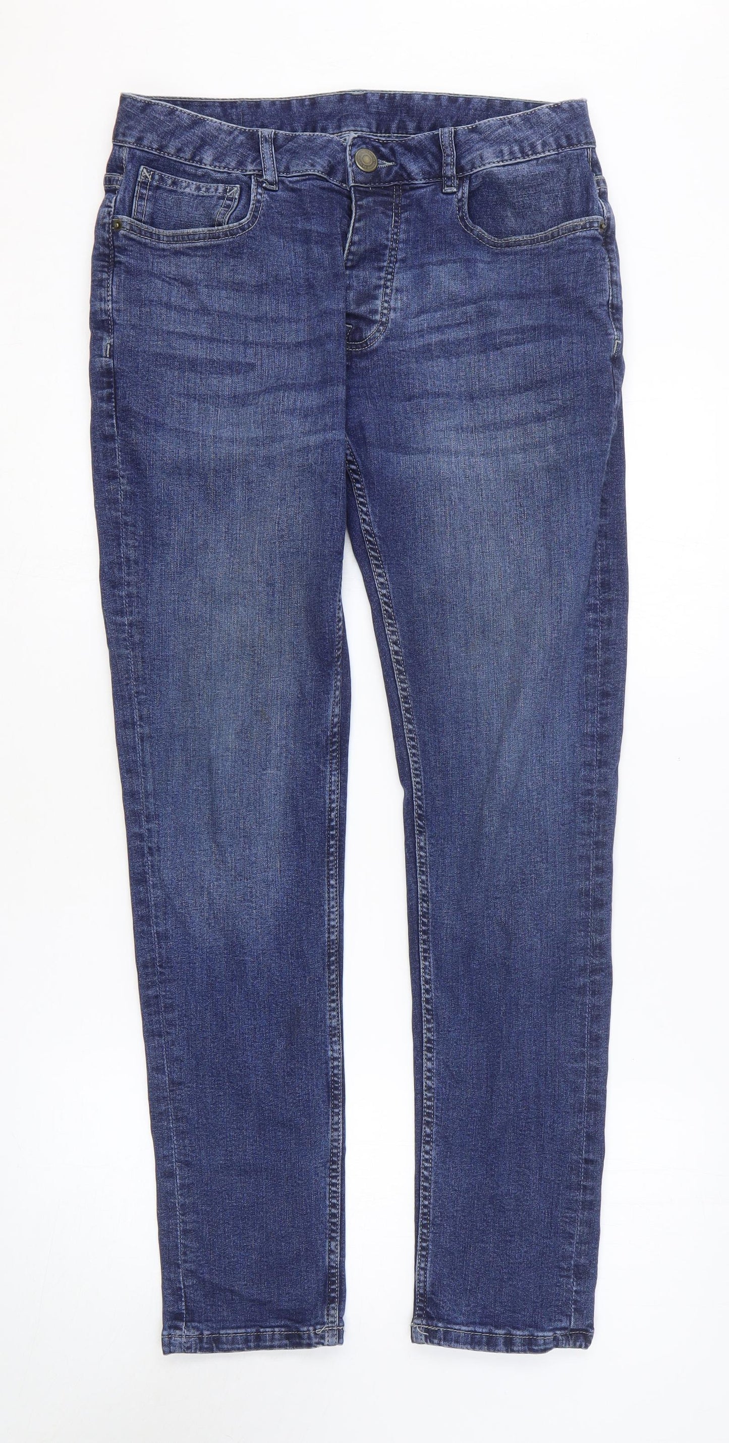 Denim & Co. Womens Blue Cotton Skinny Jeans Size 32 in L32 in Regular Zip