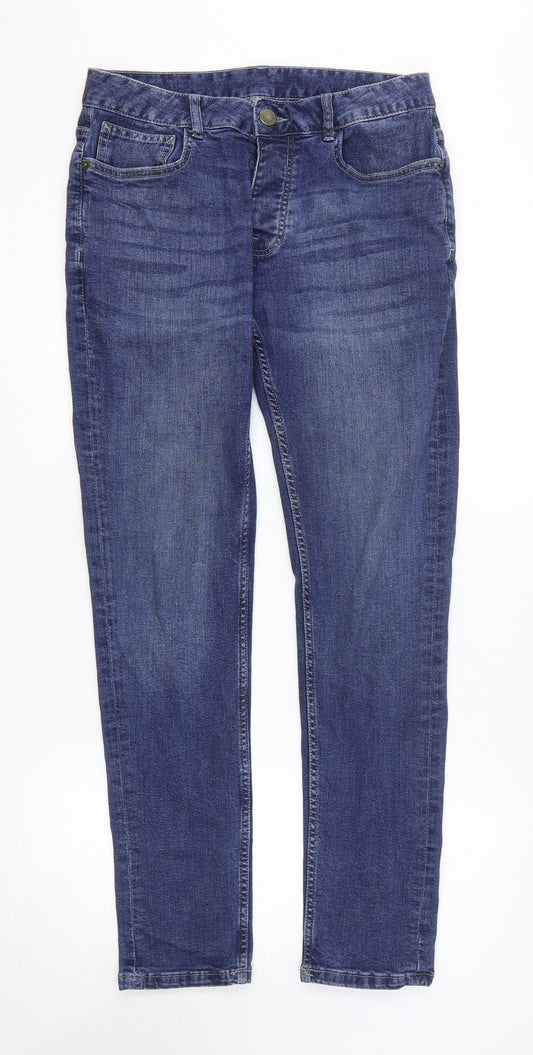 Denim & Co. Womens Blue Cotton Skinny Jeans Size 32 in L32 in Regular Zip