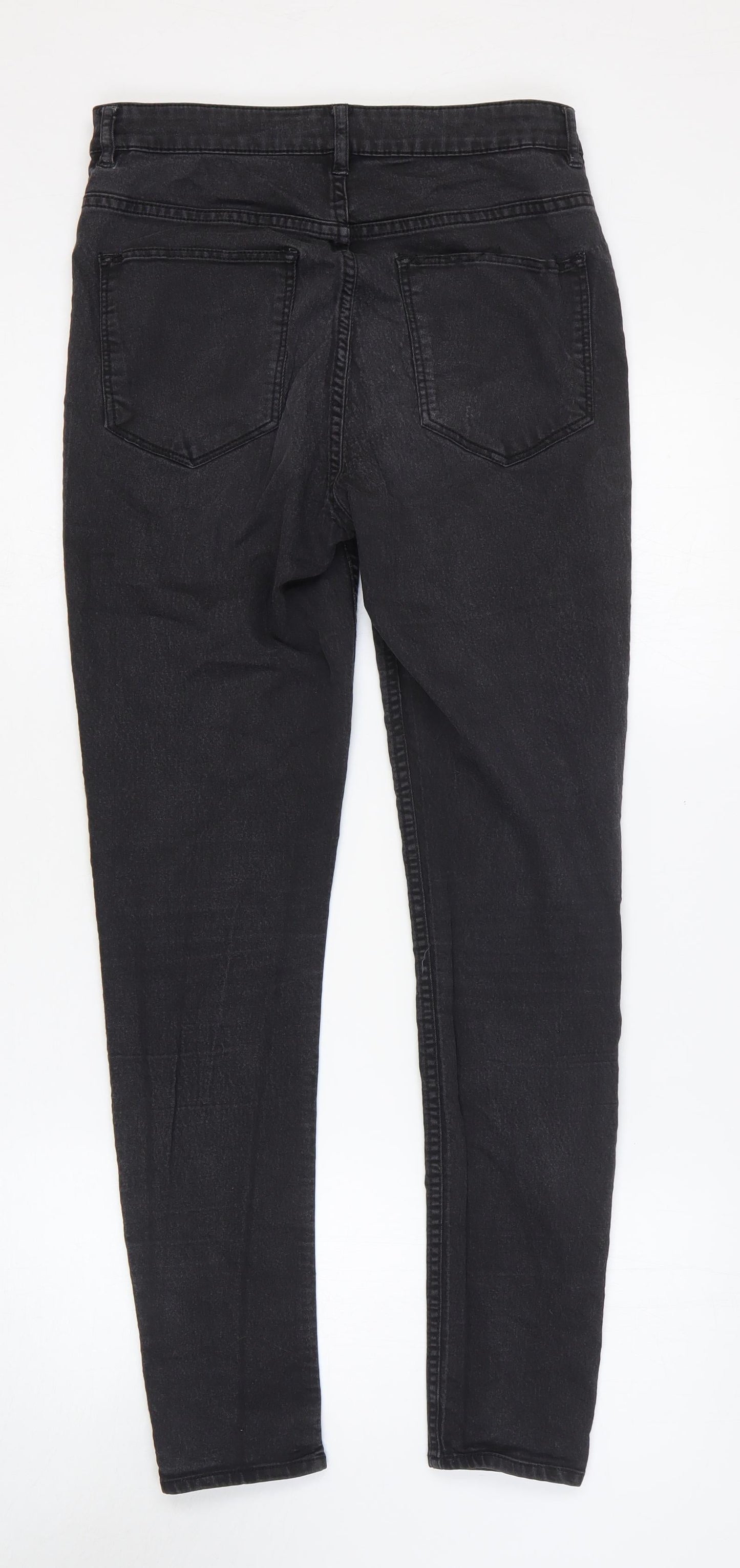 H&M Womens Black Cotton Skinny Jeans Size 12 L27 in Regular Zip