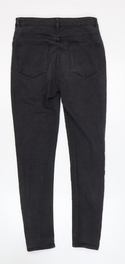 H&M Womens Black Cotton Skinny Jeans Size 12 L27 in Regular Zip