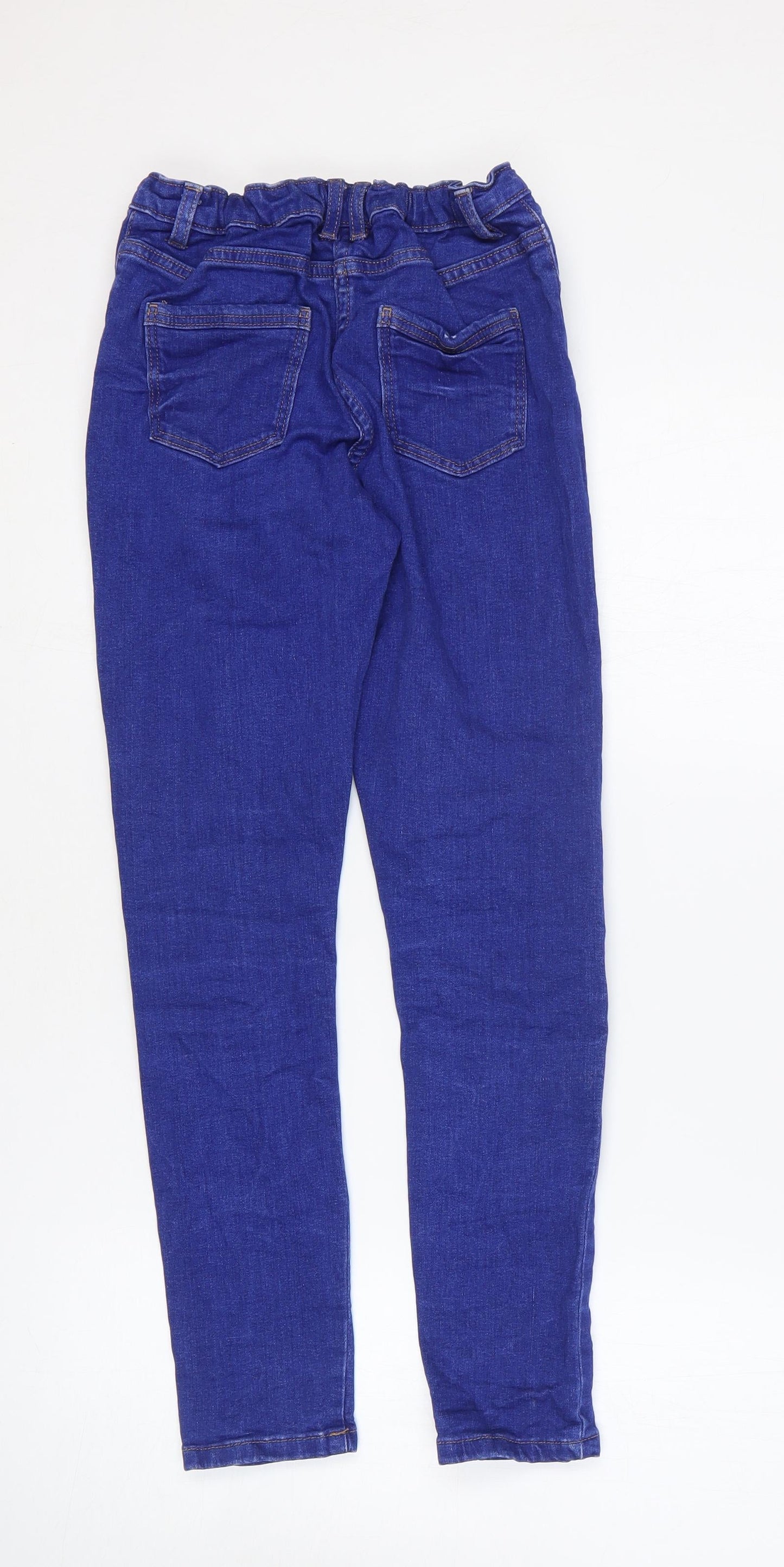 NEXT Girls Blue Cotton Skinny Jeans Size 12 Years Regular Zip