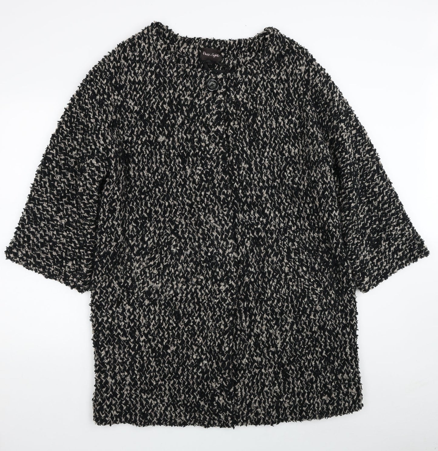 Phase Eight Womens Black Overcoat Coat Size 14 Button