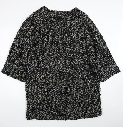 Phase Eight Womens Black Overcoat Coat Size 14 Button