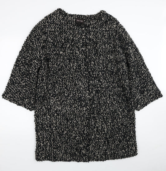 Phase Eight Womens Black Overcoat Coat Size 14 Button