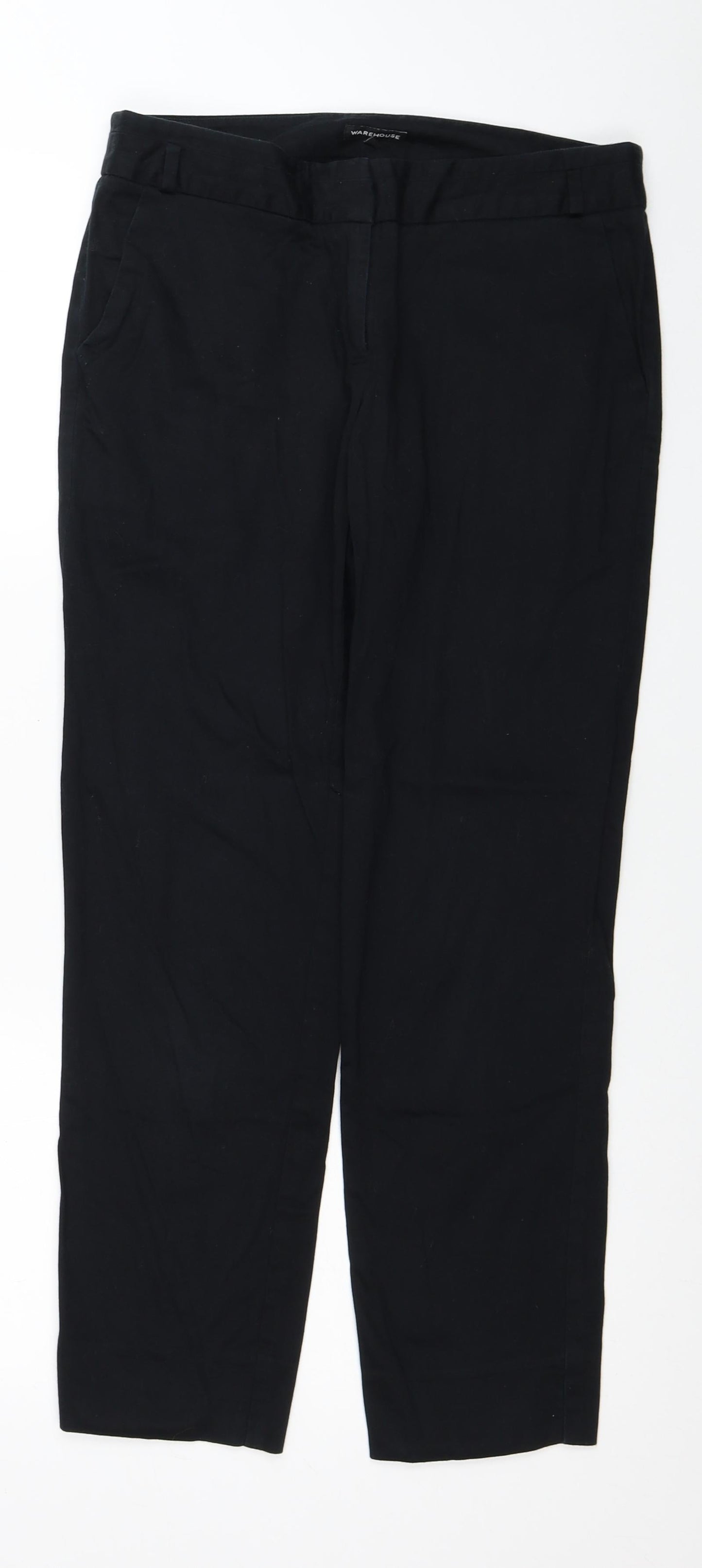 Womens UK Size 10 Warehouse Regular Fit Straight Black Jeans