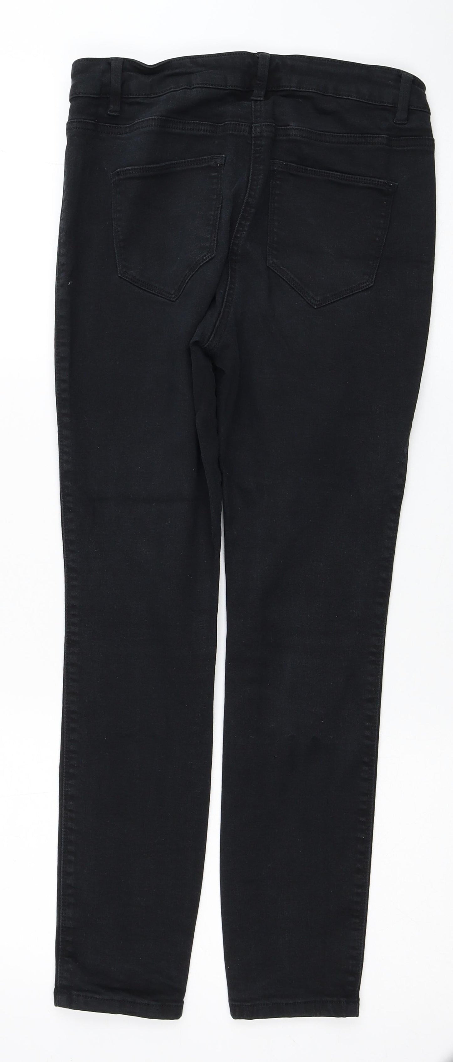 NEXT Womens Black Cotton Skinny Jeans Size 12 L24 in Regular Zip