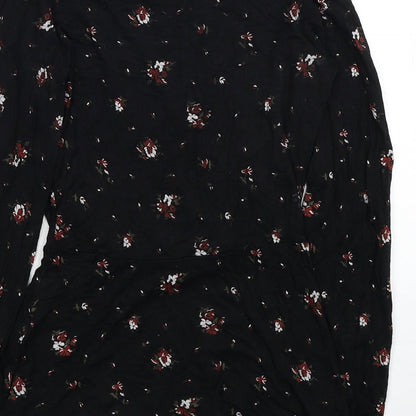 Boohoo Womens Black Fair Isle Polyester Basic Blouse Size 6 V-Neck - Lace Detail